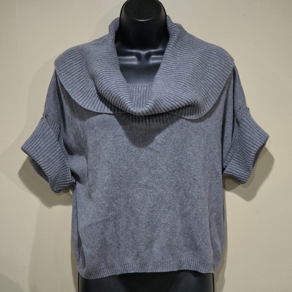 Kenneth Cole Reaction Women's Sweater Pullover 100% Cotton Cropped Gray Size S